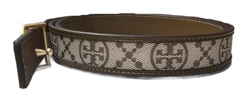 Tory Burch 84155 T Monogram Jacquard Khaki/Brown With Gold Hardware 1 Inch Width Women's Belt2