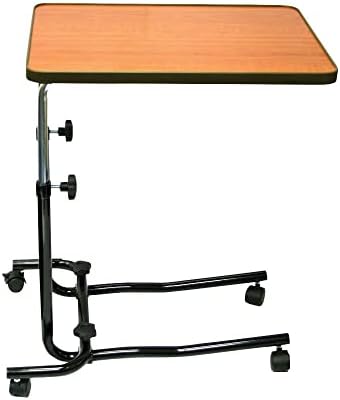 Days Overbed Table, Portable Desk with Castor Wheels, Teak and Black & Homecraft Savanah Raised Toilet Seat without Lid, Elongated & Elevated Lock Seat Support for Elderly, White Colour