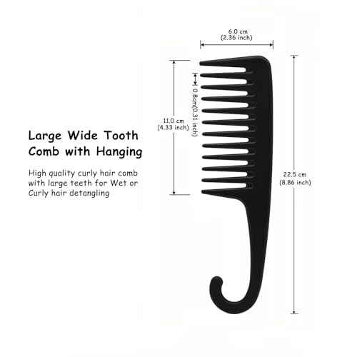 Peine desenredante negro con dientes anchos de 22.5 cm miniatura 2