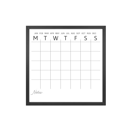 Calendrier mensuel effaçable à sec grand tableau blanc noir planning mural 61x61 cm