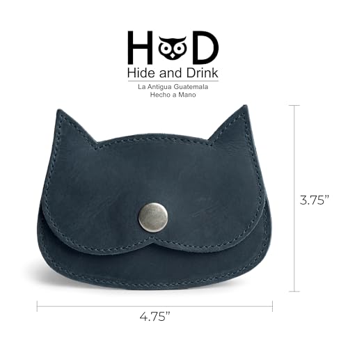 Image of Hide & Drink, Cat Shape Wallet Handmade from Full Grain Leather - Slate Blue