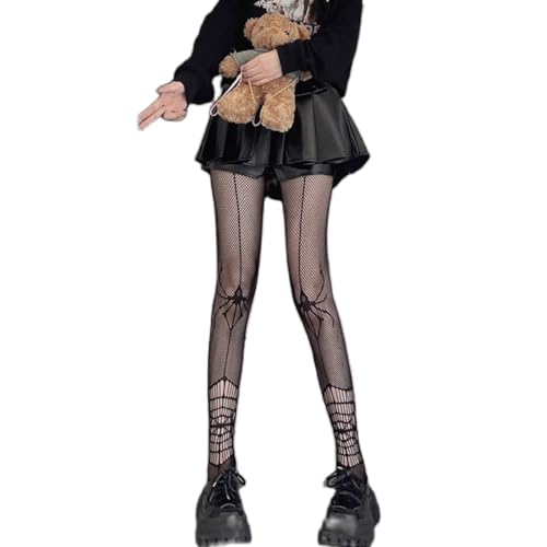 Image of Y2K Patterned Sheer Tights for Women Gothic Punk Thigh High Pantyhose Harajuku Lolita Bandage Fishnet Stockings