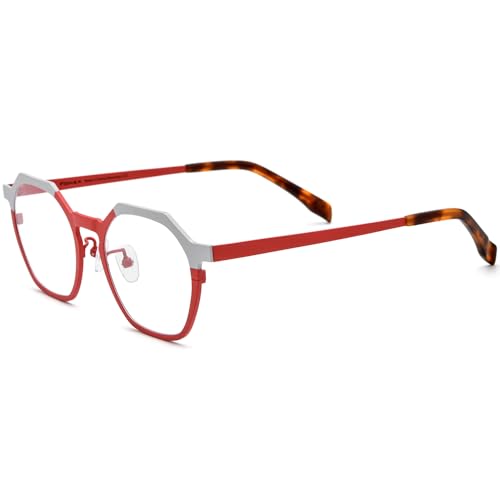 Image of FONEX Colorful Pure Titanium Glasses Frame Women Retro Round Eyeglasses