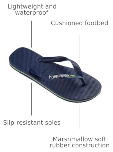 Image of Havaianas Men's Brazil Logo Flip Flop Sandal, Navy Blue, Brazil 43 /44, US 11-12