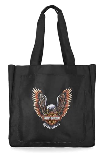 Bolso tote reversible para mujer de Harley-Davidson con diseño de águila alada, color negro, fabricado en poliéster miniatura 1