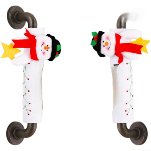 Türgriffabdeckungen mit Weihnachtsmotiv aus weichem Stoff mit Weihnachtsmann, Schneemann und...