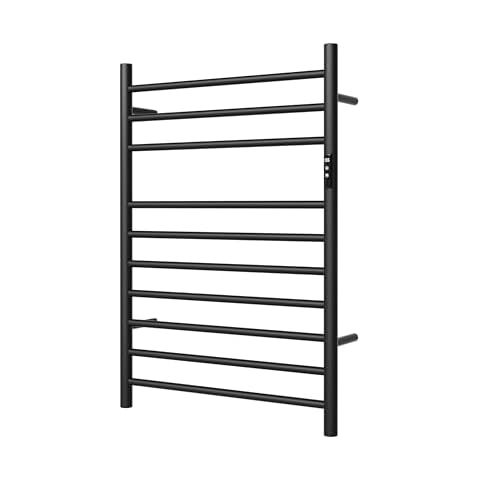 MENATT Heated Towel Rack Wall Mounted,10 Bars Electric Towel Warmer for Bathroom,Towel Warmer Rack with Build-in Timer, Fast Heating(Matte Black) Cover