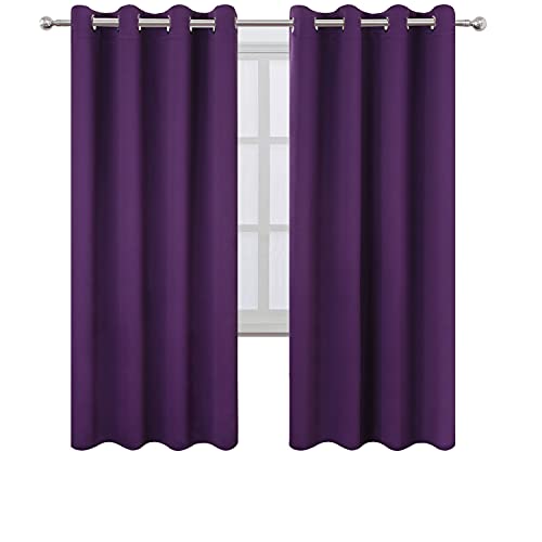 Image of LEMOMO Purple Thermal Blackout Curtains /52 x 72 Inch /Set of 2 Panels Room Darkening Curtains for Bedroom