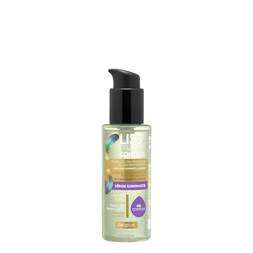 Deliplus Sérum Liss Frizz Control Iluminador con Protección Térmica - Sérum Capilar Antiencrespamiento para Cabello Rebelde - Brillo Intenso y Suavidad - Bote 100 ml