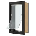 Liberty Pet Door for Walls | Clear Vinyl Dog & Cat Flap for Wall Installations | Durable & Rust-Free Aluminum Frame | Black, Large, Single Flap