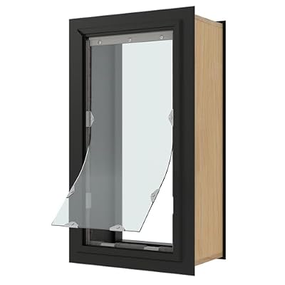 Liberty Pet Door for Walls | Clear Vinyl Dog & Cat Flap for Wall Installations | Durable & Rust-Free Aluminum Frame | Black, Large, Single Flap