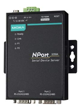 Moxa - Nport 5250a - serial server (icmp, ipv4, tcp, udp, dhcp, bootp, telnet, dns, snmp v1, http, smtp, igmp v1/2, 77 x 111 x 26 mm, 0 - 60 °c, -40 - 75 °c, 5 - 95%, ce, fcc en 55022 class a, fcc part 15 subpart b class a en 55024 en 61000-4-4 en 61000-4