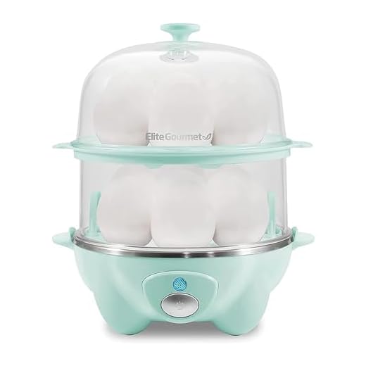 Elite Gourmet EGC1405M 2-Tiered Rapid Egg Cooker, 5-Egg Poacher, Omelets, Soft, Medium, Hard-Boiled Eggs with Auto Shut-Off and Buzzer, BPA Free, 14 eggs, Mint