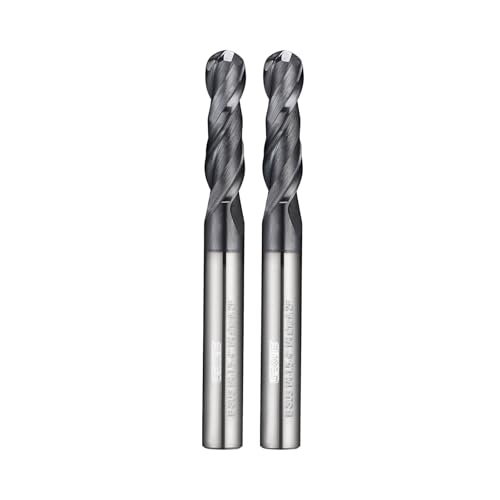 Image of Tools Extra Long Carbide Ball Nose End Mill for Cutting Alloy Steels, with HRC62 Tungsten Carbide+AlTiN Coating,4 inch Overall Length CNC Router Bits,1 /4 Shank End Mill Bits (1 /4-4 inch 2PCS)