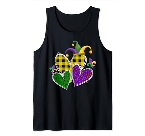 Vintage Mardi Gras Cute Hearts Girls Women Kids Camiseta sin Mangas