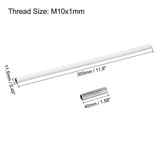 Image of MECCANIXITY Threaded Extension Rod, 11.8 inch Lamp Pipe with Connector Light Fixture Parts for Pendant Light Island Lighting Chandeliers Stems, White 4 Set
