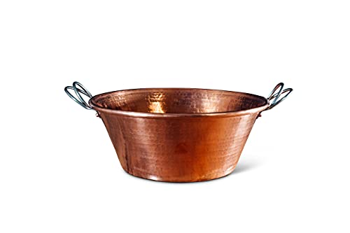 Sertodo Copper Jam Pan | 12 in Diameter x 5 in Deep | 4 Qt | 100% Solid Copper, Heavy gauge, Hand...