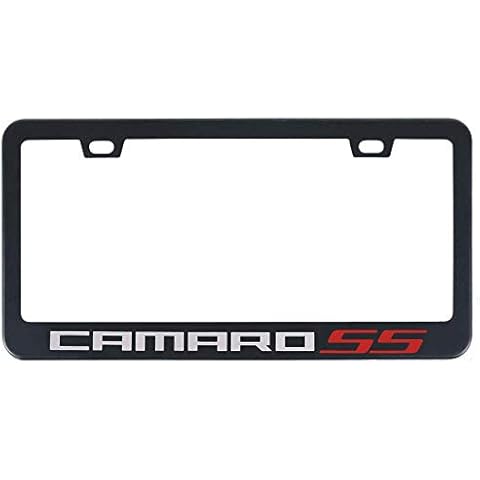 Auggies Camaro SS Black Red Stainless Steel Black License Plate Frame Cover Holder Rust Free with Caps and Screws (1) Cover