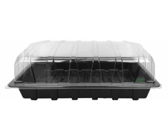 Elixir Gardens | Black Plastic Half/Full Size Growers Propagator Seed & Gravel Trays | Durable and Reusable | Multiple Quantities To Choose From | Optional Clear Lids Available | Gravel Tray + Lid x 40
