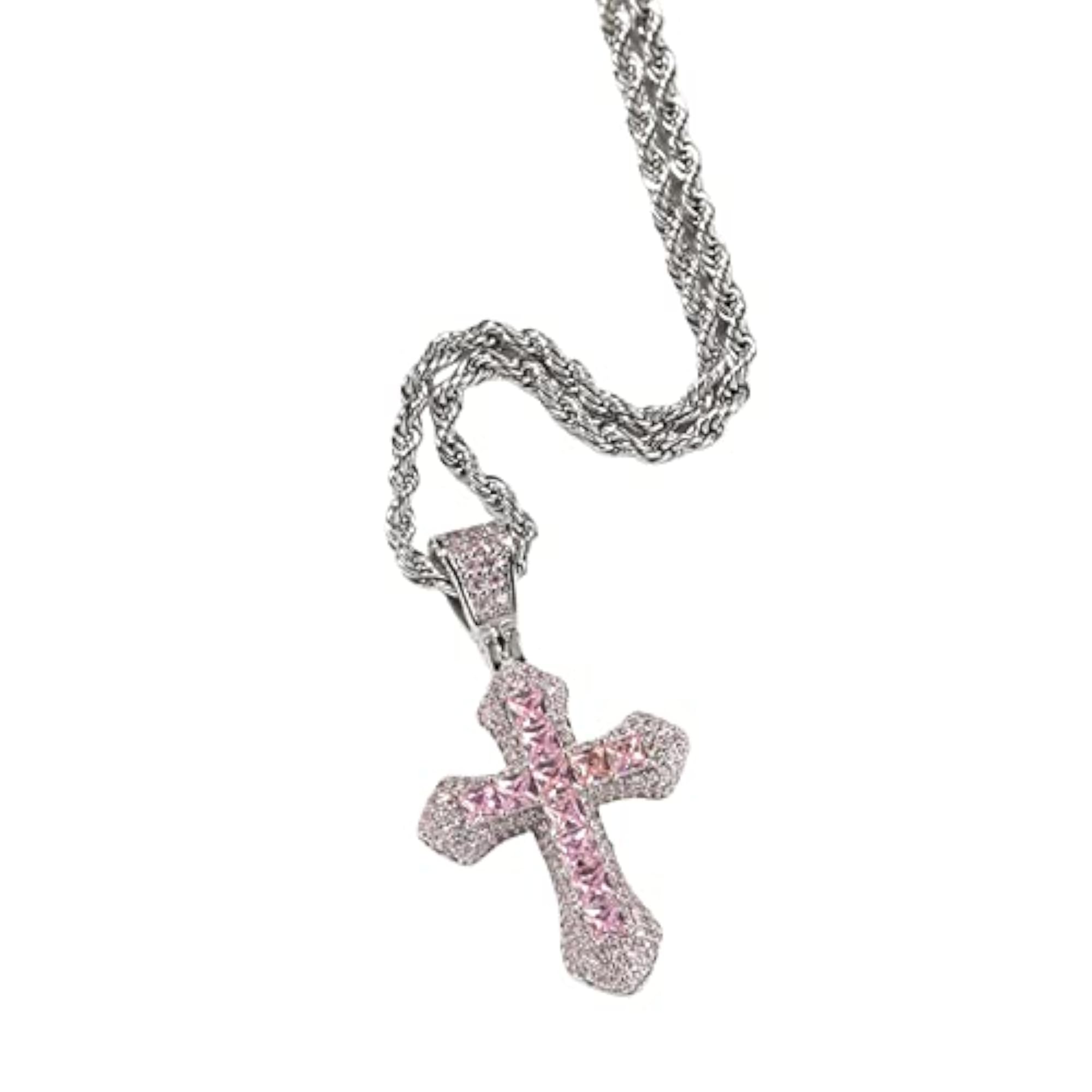 Zircon Cross Pendant Necklace for Valentine's Day