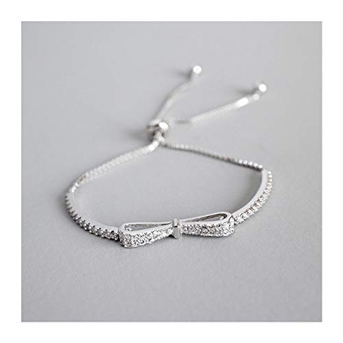 Lotus Fun S925 - Pulsera de plata de ley con forma de arco y circonita ajustada, hecha a mano, joyas únicas para mujeres y niñas