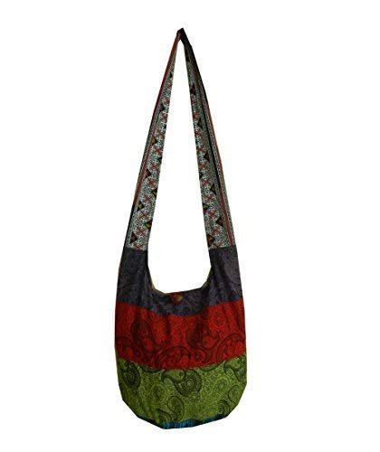 BTP! Thai Cotton Hippie Hobo Sling Crossbody Bag eco Friendly Shopping bag Paisley Print Large