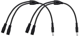 PNGKNYOCN 30cm DC 5.5x2.1mm 1 Male to 2 Female Power Supply Splitter Cord, Y Splitter Adapter Cordfor Security CCTV Parking Camera, LED Strip Light (2-Pack)