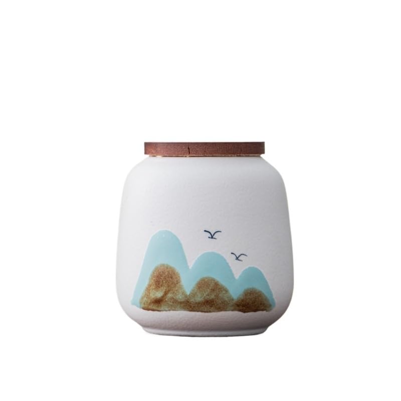 Boîte à thé en céramique Yuanshan avec couvercle en bois étanche pour vrac