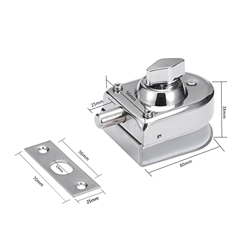 Ranbo Frameless Swinging Door Floor Bolt Lock, No-Drill, 304 Stainless Steel, for 3/8''-1/2''(10mm-12mm) Sliding Glass Doors - Image 2