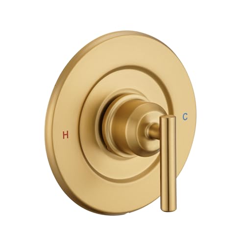 Replacement for Moen Gibson Posi-Temp Pressure-Balancing Valve Only Shower Faucet Trim Kit (Valve& Catridge Not Inclued), Volume and Temperature Control Level Handle (Brushed Gold)