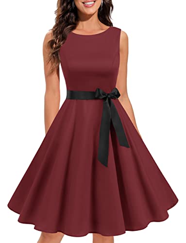 Image of Gardenwed Women's Vintage Dress Sleeveless Cocktail 1950s Dresses Retro Tea Party Swing