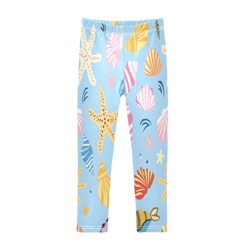 Toddler Girls Leggings Printed Yoga Pants Leggings Hand Drawn Sea Shells for Kids