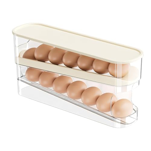 Volumoon Contenitore per Uova, Portauova Distributore di Uova, Portauova A 2 Livelli Per Uova, Scatola Portauova, Porta Dispenser per Uova Salvaspazio, Cucina, Organizzazione Frigorifero, Armadiettii