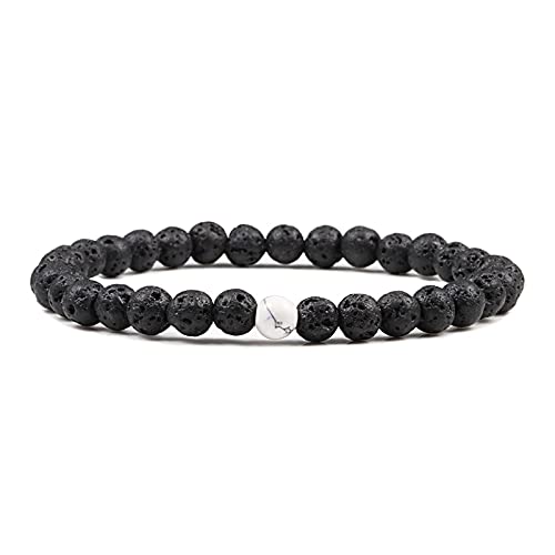 Bracelet en pierre de lave noire 6mm et croix hématite pour style quotidien