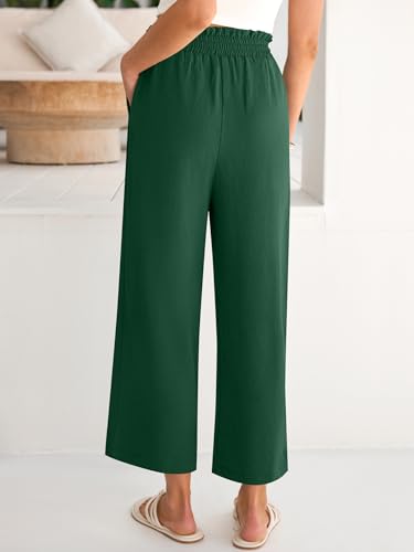 Image of ANRABESS Womens Wide Leg Palazzo Pants Summer Beach High Waisted Cropped Flowy Pants 2026 Dressy Casual Trousers with Pockets
