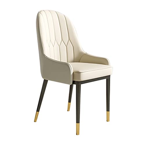 SJIALEN 1 Pcs Dining Chairs, Comfortable Soft Leather Home Living Room Armrest Chairs Hotel Office Computer Chair Kitchen Chair (Color : White+Light Gray)