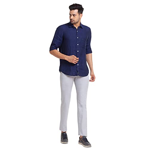Image of Colorplus Men's Poly Cotton Blend Yarn Dyed Pattern Contemporary Fit Flat Front Casual Trouser