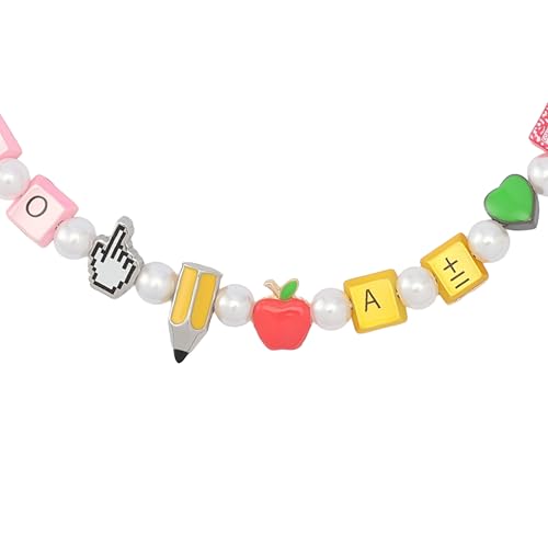 Betsey Johnson Women's Straight A's Back to School Motif Pearl Collar Necklace2