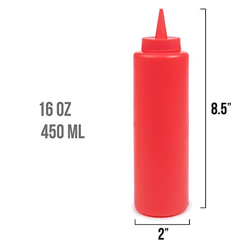Ketchup and Mustard Squeeze Bottle Value Combo Pack | 14-pack, 16-oz Plastic Kitchen Table Condiment Squirt Dispenser Bundle | Restaurant Supplies for Food Truck, Grilling, Dressing, BBQ Sauce, Crafts - Thumbnail 2