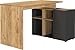Produktbild Germania Schreibtisch 2230-549 GW-Adrano, in Graphit/Navarra-Eiche-Nb., mit integriertem Sideboard, 120 x 74 x 90 cm (BxHxT)