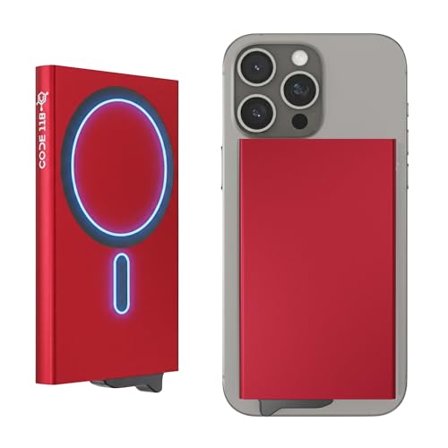 Image of CODE 118 Wallet for Men - Slim Minimalist Aluminum Magnetic Card Holder - RFID Blocking Front Pocket Mag Safe Wallet with Strong Magnet Attachment (Thermal Red)