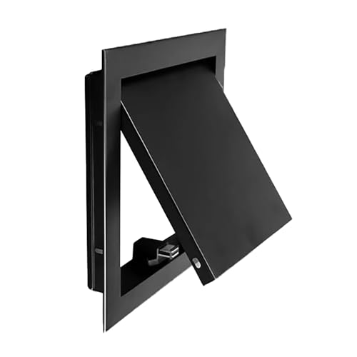 Porte d'accès à cloison sèche noire – Panneau d'accès ouvert à bouton-poussoir avec cadre amovible pour loft caché et gouttière à linge (35 x 20 cm)