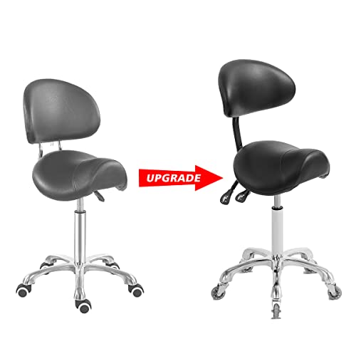 image for Antlu Saddle Stool Rolling Chair with Back Support,Esthetician Tattoo 