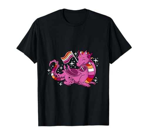 Lesbian Dragon Orange Pink Lesbian Pride T-Shirt