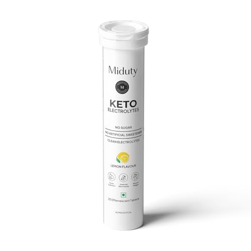 Image of Miduty Electrolyte Tablets - Sugar-Free - No Maltodextrin & Artificial Colors - Natural Lemon Flavor - Stevia - Instant Hydration & Energy - 20 Effervescent Tablets