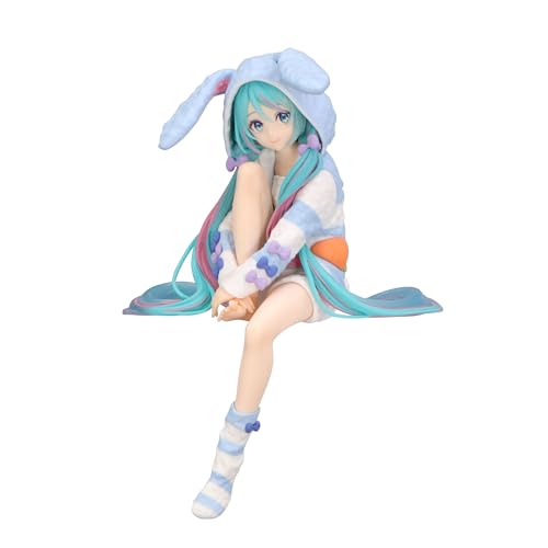 Hatsune Miku Rabbit Ear Hood Pajama Blue Color Version Figura 14 cm Noodle Stopper