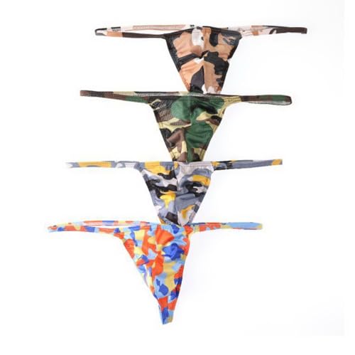 Low Waist Breathable G-Strings & Thongs for Men Sexy T-back Camouflage Print Underwear2