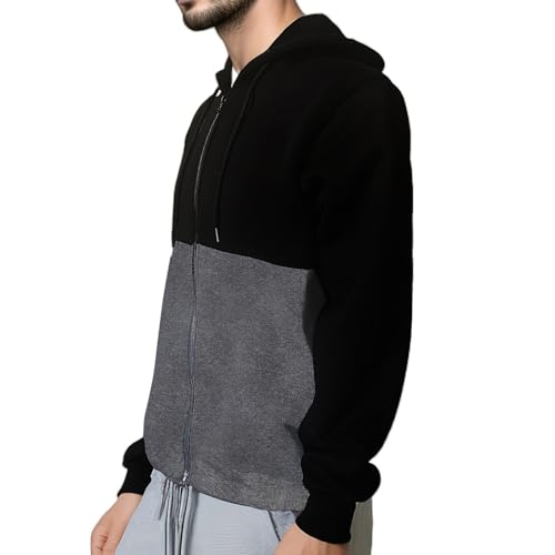 Sweatshirts for Men Fashion Color Block Hoodies Big and Tall Active Sports Zip Up Jacket Fall Winter Hooded Tops3