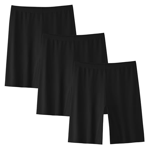 INNERSY Girls Bike Shorts Black Cotton Dance Slip Shorts for Running Walking Biking Sports 3 Pack(10-12 Years, 3 Black)