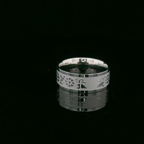 One Moment In Time J125 Daisy Flower Scroll Size 5-10.5 Stainless Steel Ring Mormon LDS CTR2